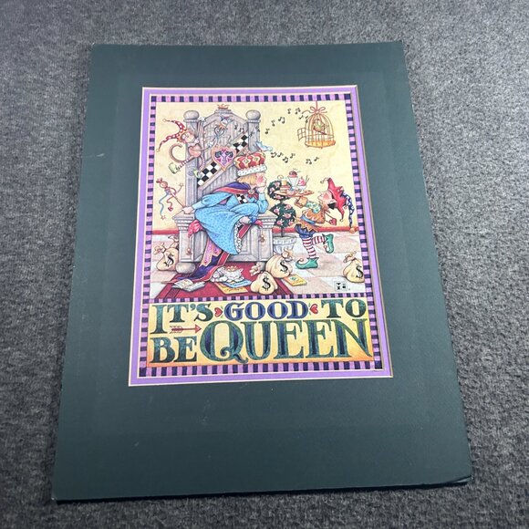 Mary Engelbreit-IT'S GOOD TO BE QUEEN Throne Birdcage Money Bags Art Print Mat - Picture 3 of 11